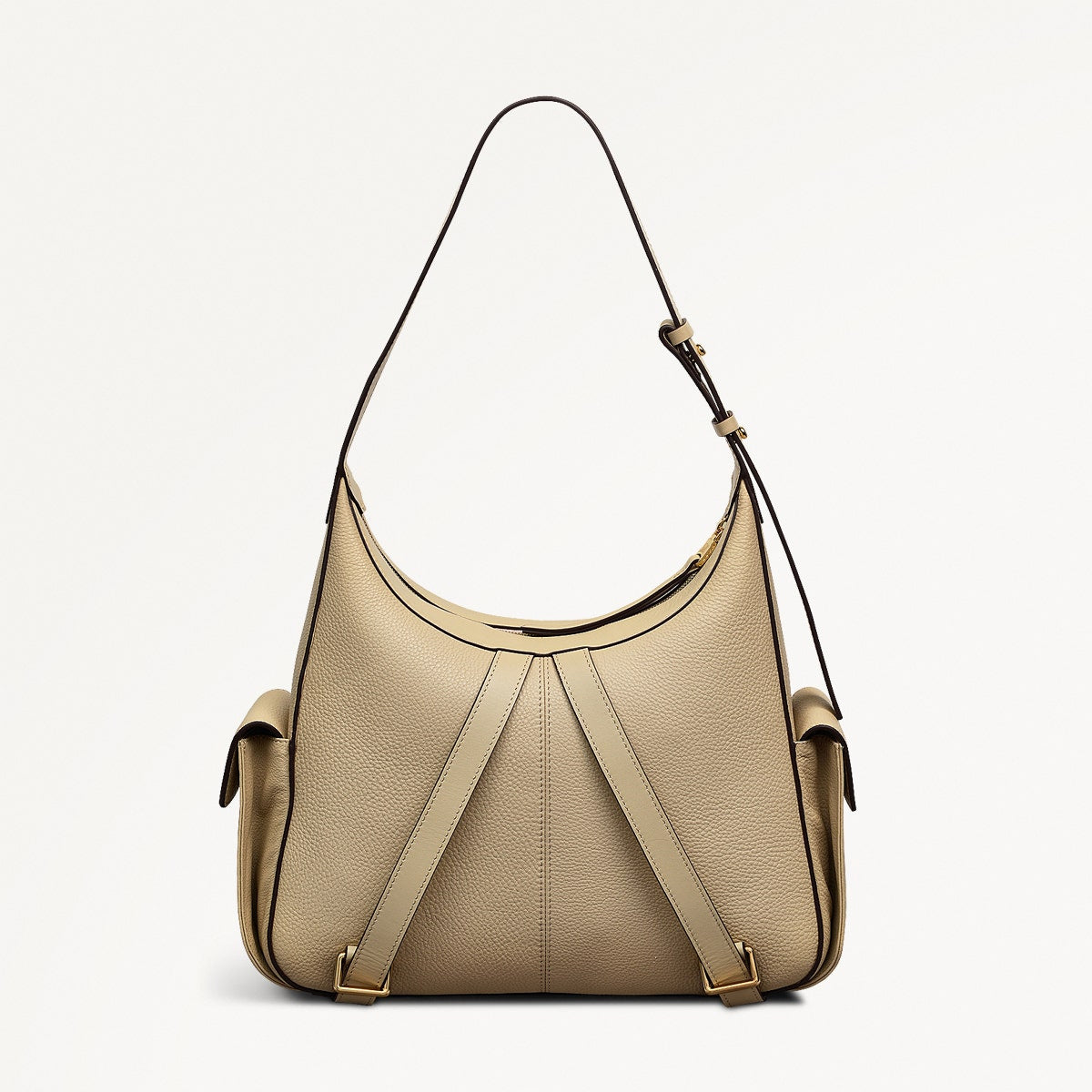 The Fitzrovia Leather Small Ziptop Backpack in Stone - 111465