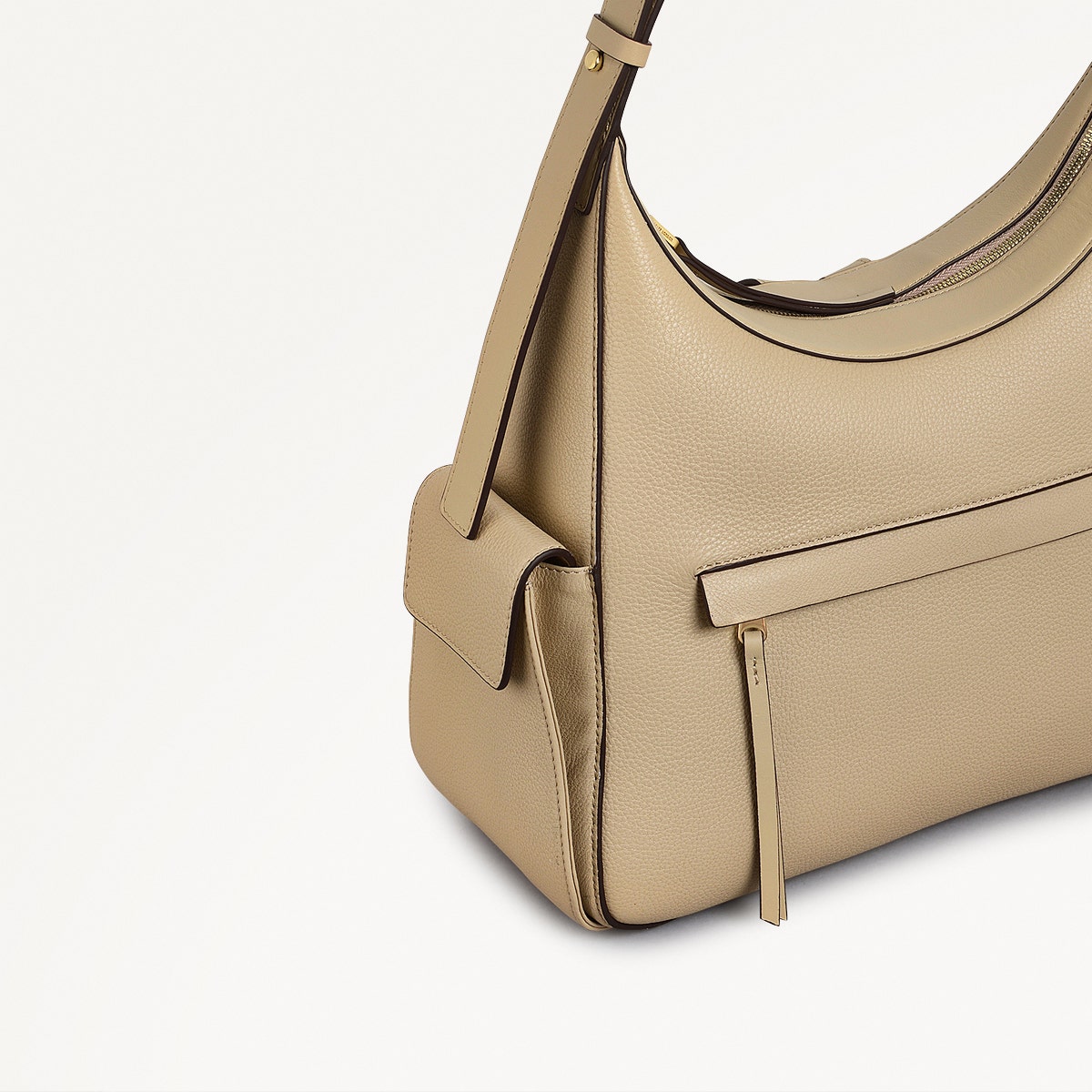 The Fitzrovia Leather Small Ziptop Backpack in Stone - 111465