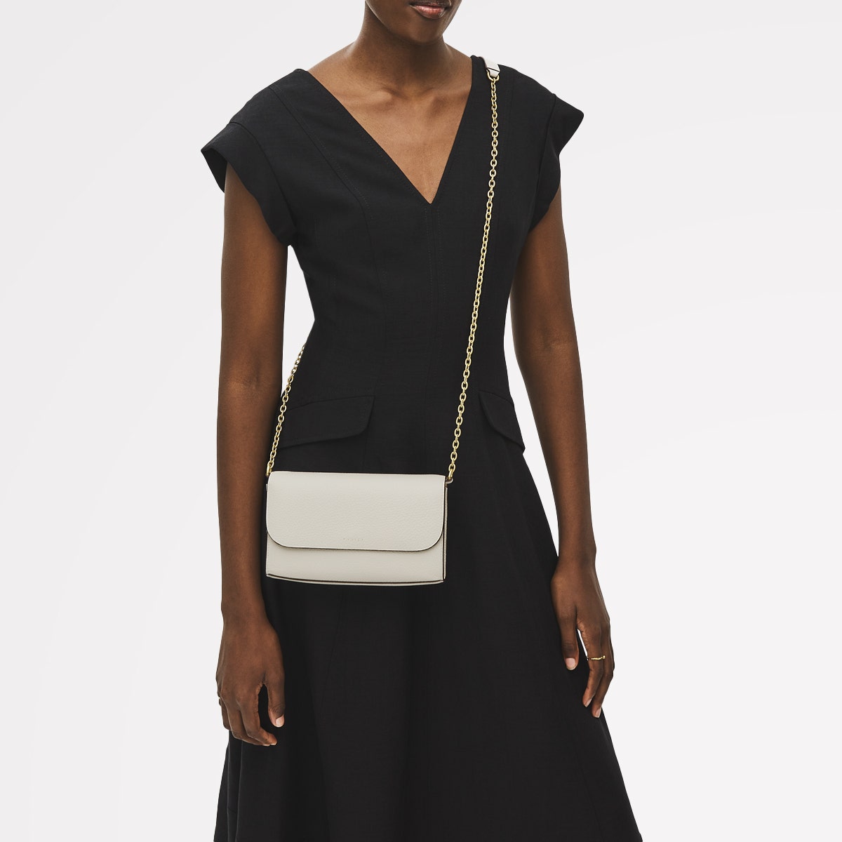 The Rathbone Leather Large Phone Cross Body Bag in Chalk - 111481