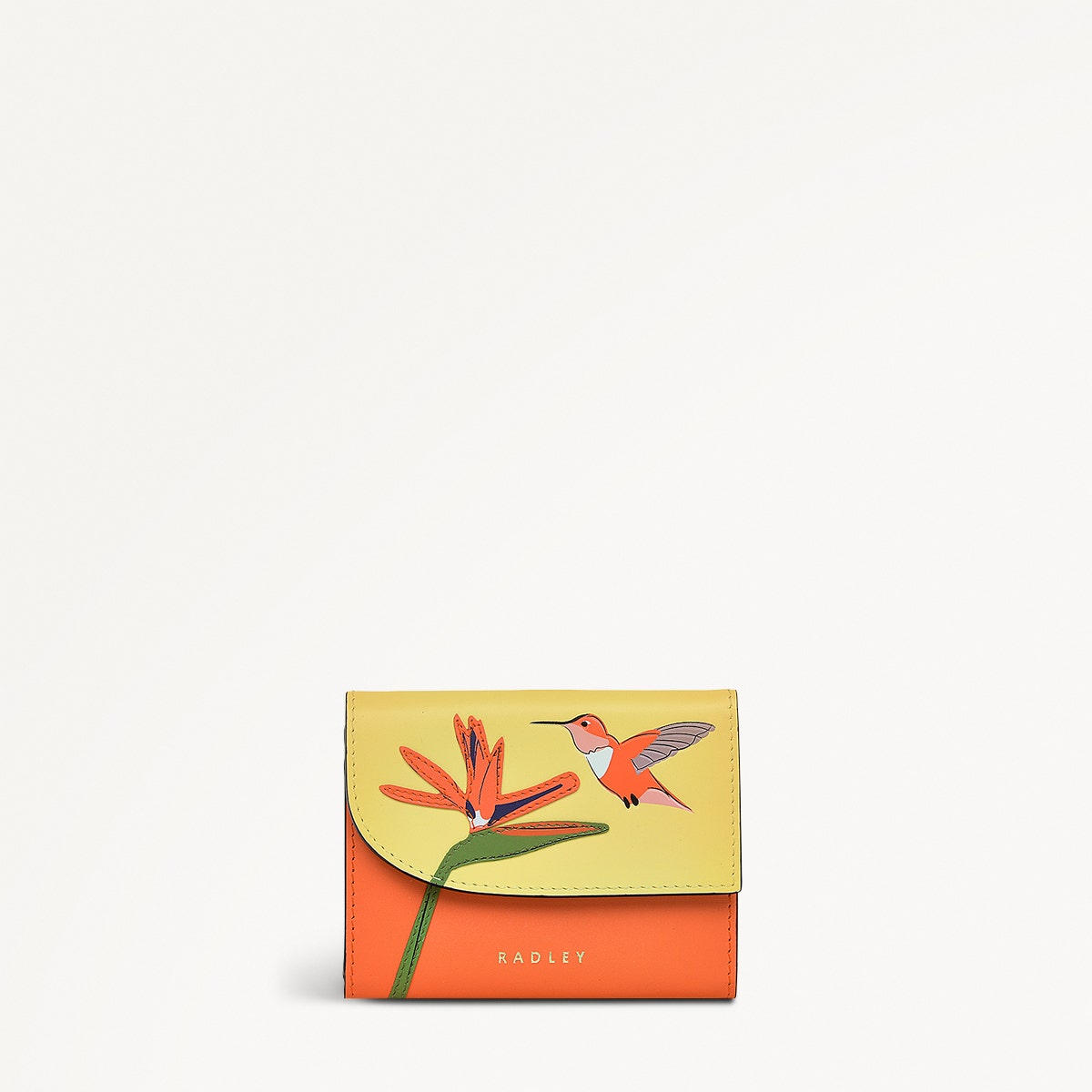 Bird Of Paradise Leather Small Trifold Wallet in Orange Peel - 111488