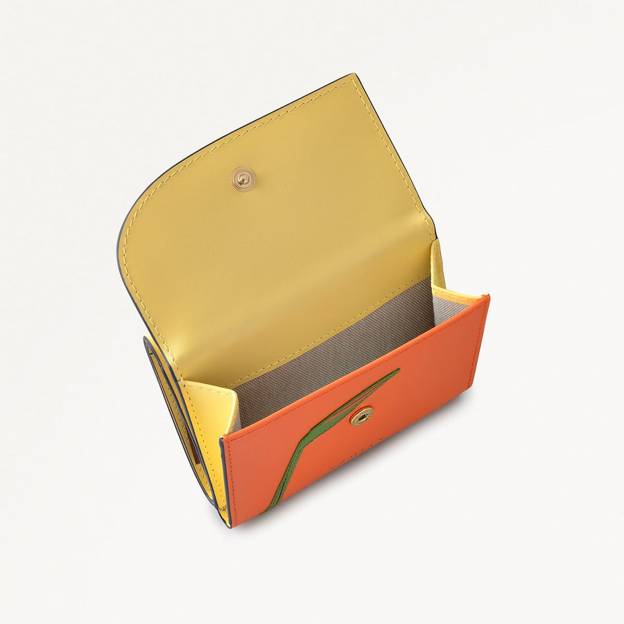 Bird Of Paradise Leather Small Trifold Wallet in Orange Peel - 111488