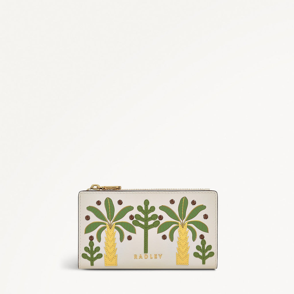 Coin Street Leather Medium Ziptop Wallet in Chalk - 111492