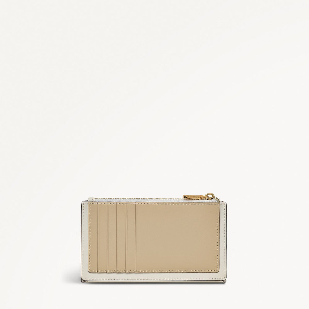 Coin Street Leather Medium Ziptop Wallet in Chalk - 111492