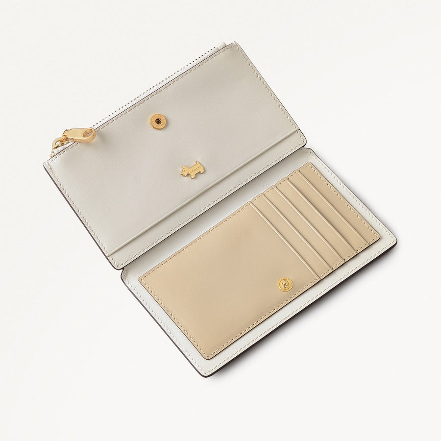 Coin Street Leather Medium Ziptop Wallet in Chalk - 111492