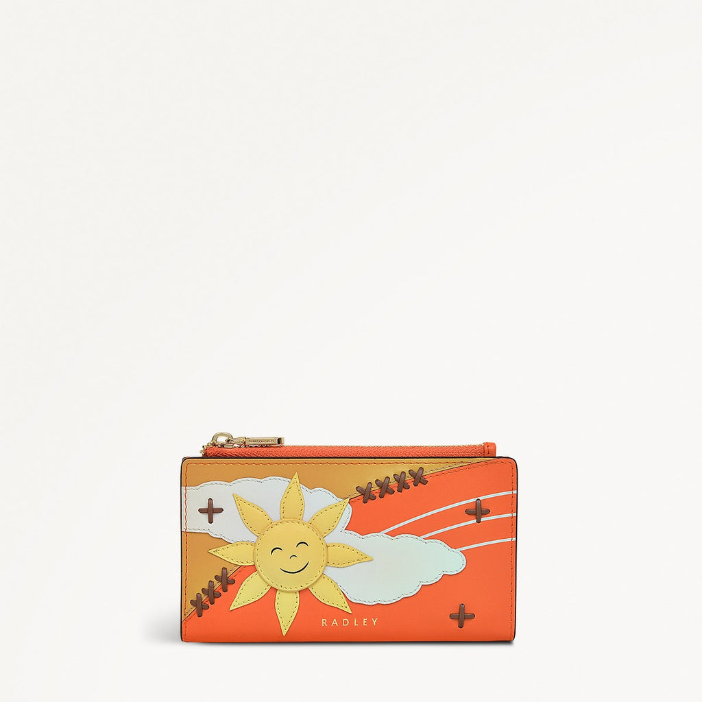 Coin Street Leather Medium Ziptop Wallet in Orange Peel - 111495