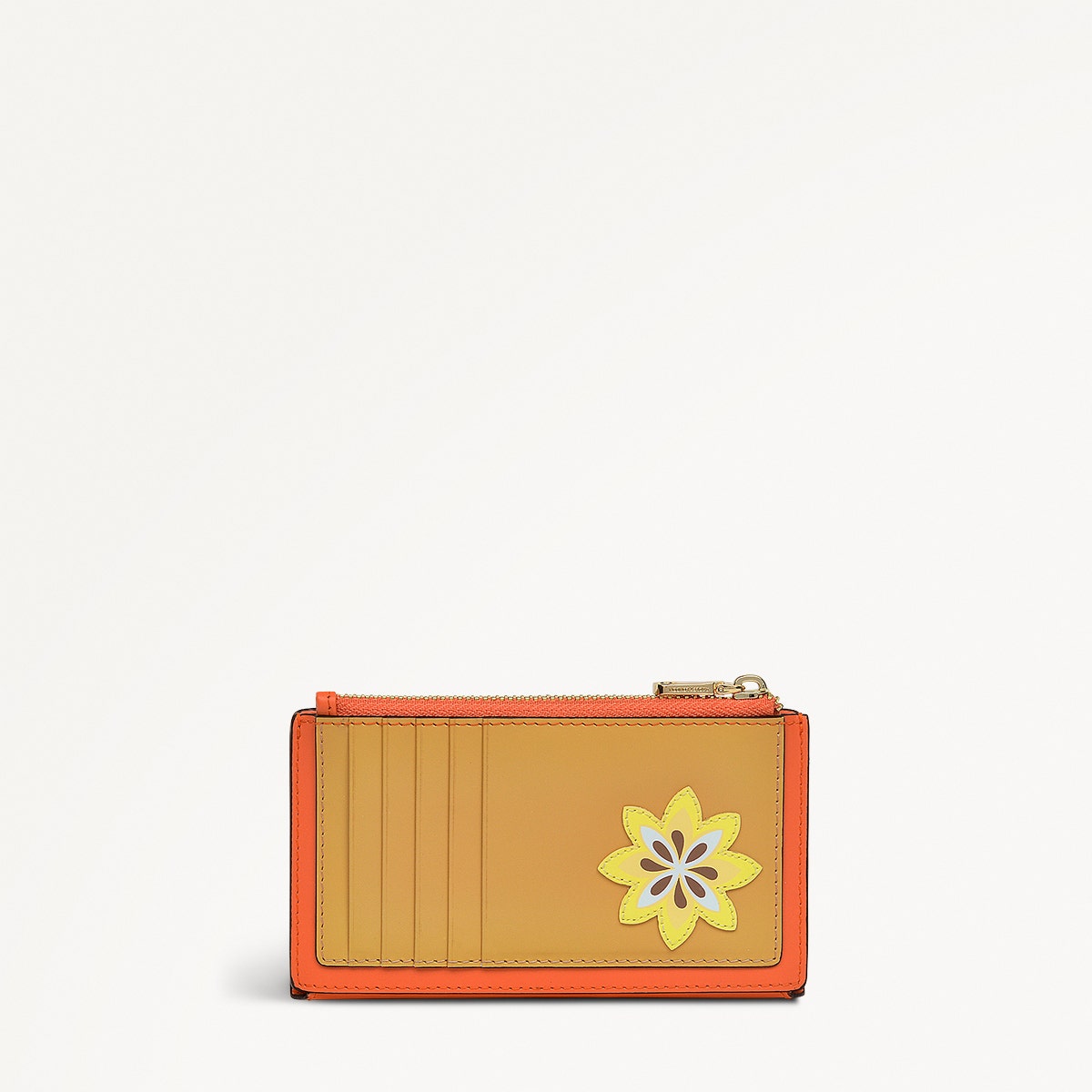 Coin Street Leather Medium Ziptop Wallet in Orange Peel - 111495