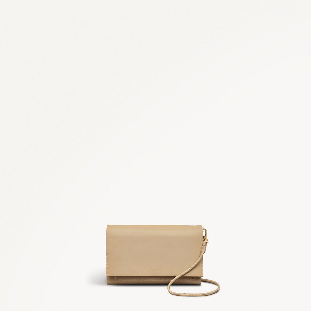 The Kensal Leather Large Phone Cross Body Bag in Stone - 111513