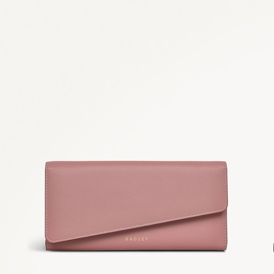 The Kensal Leather Large Flapover Wallet in French Rose - 111514