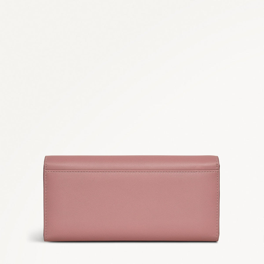 The Kensal Leather Large Flapover Wallet in French Rose - 111514