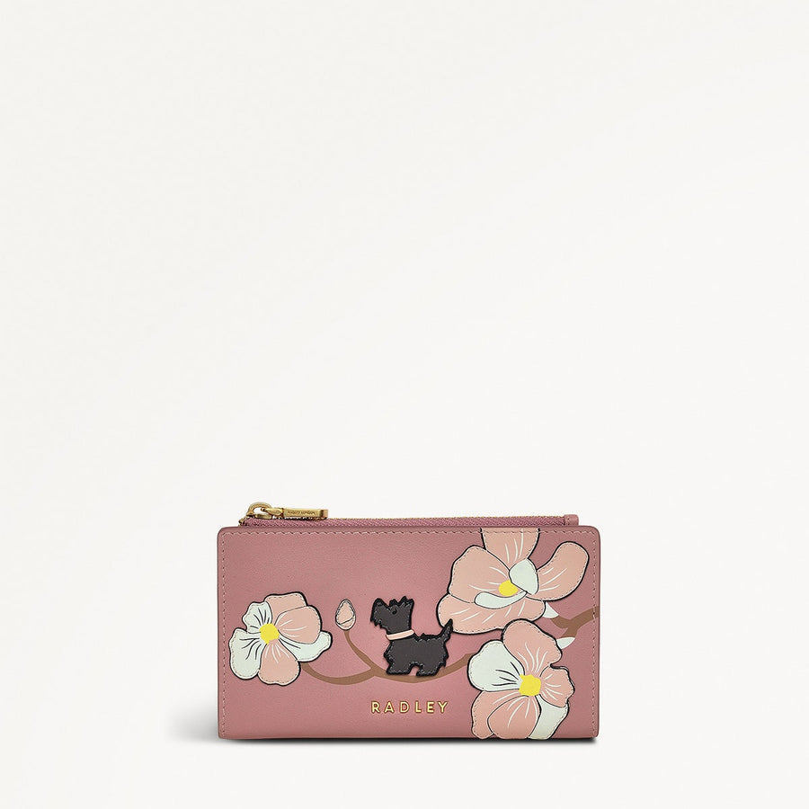 Coin Street Leather Medium Ziptop Wallet in French Rose - 111516