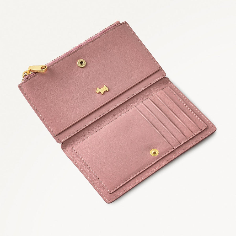 Coin Street Leather Medium Ziptop Wallet in French Rose - 111516
