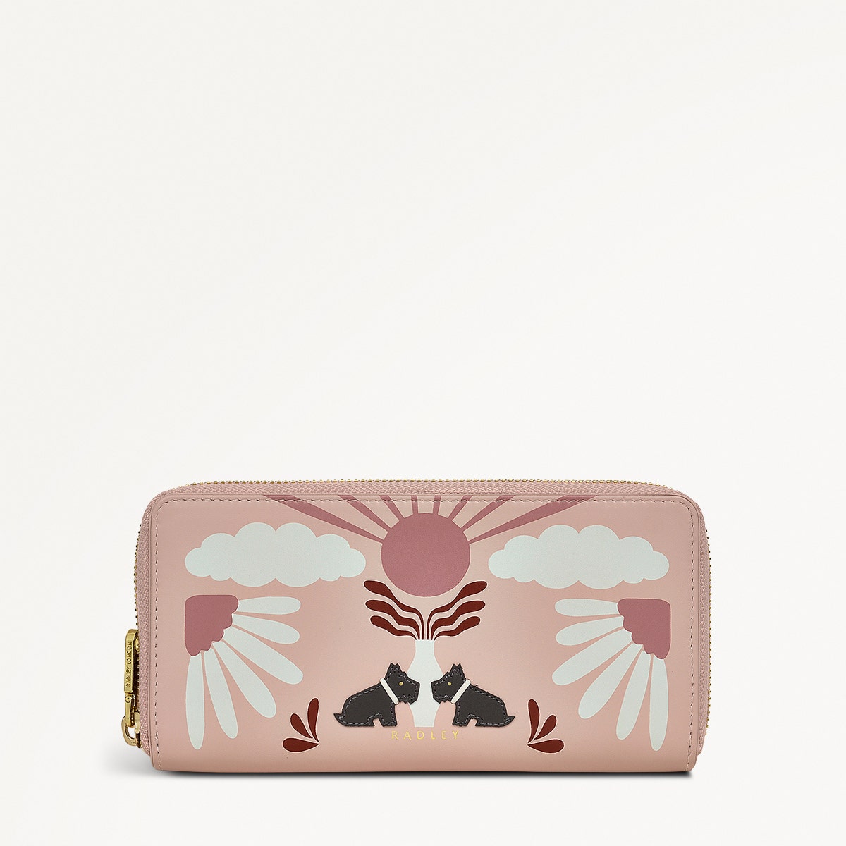 Rising Sun Leather Large Zip Around Wallet in Prairie Pink - 111525