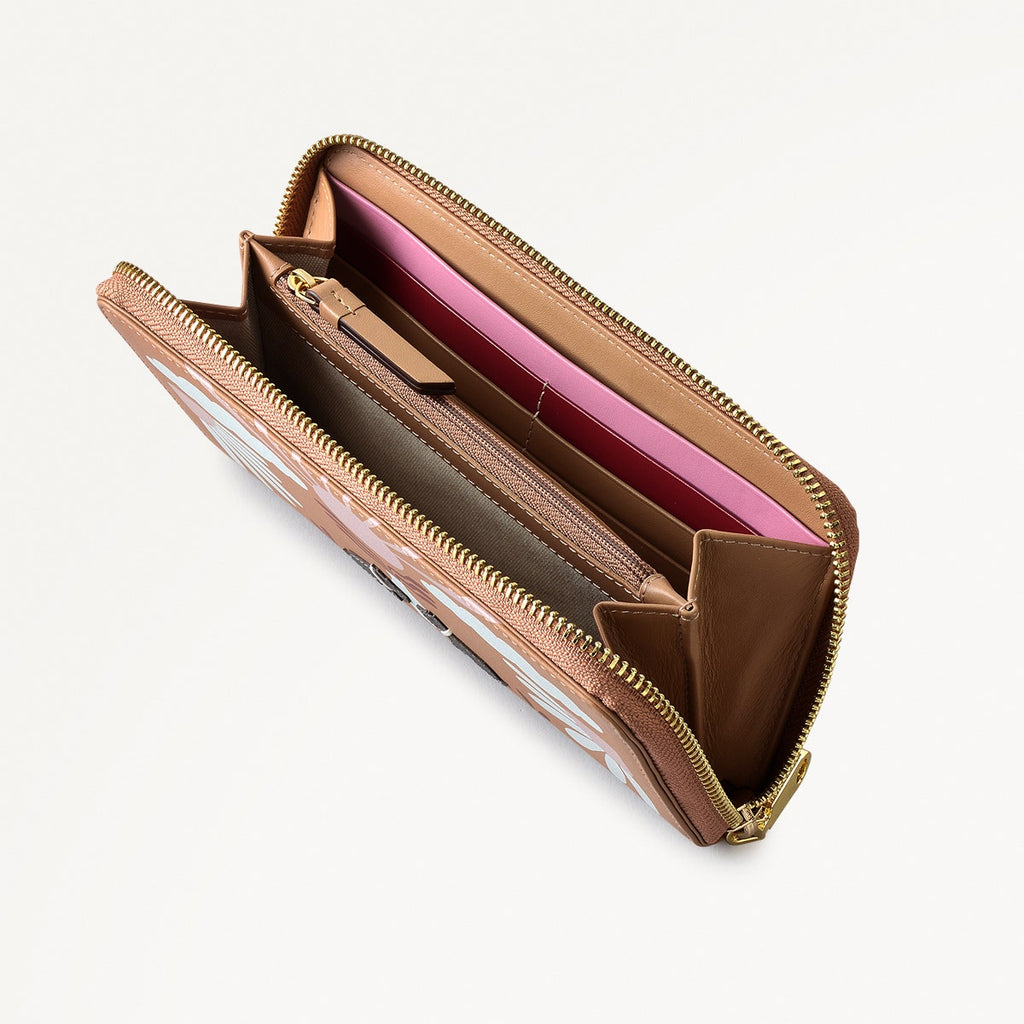 Rising Sun Leather Large Zip Around Wallet in Chai - 111526