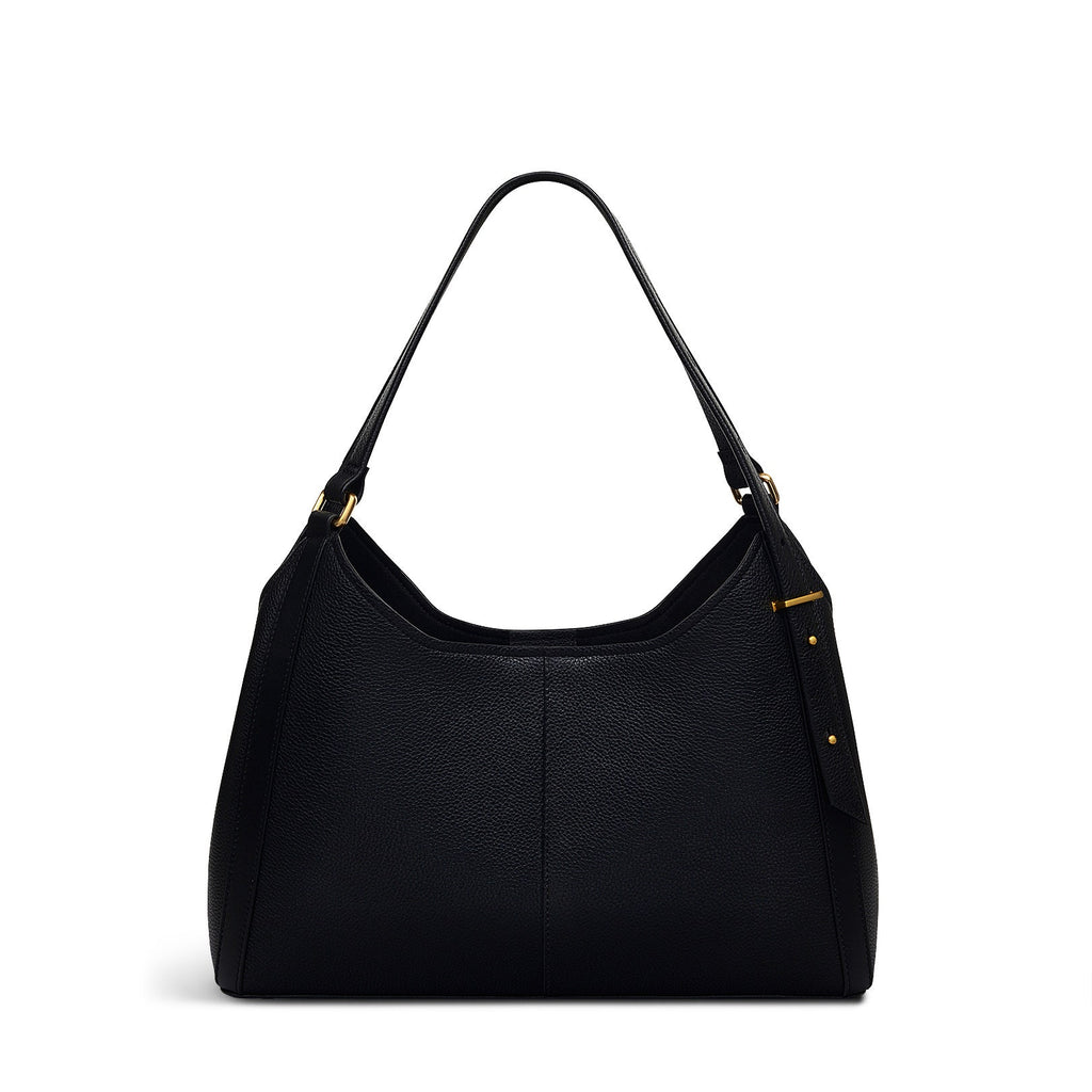 Clarendon Row Fabric Medium Ziptop Satchel Bag in Black - 111602