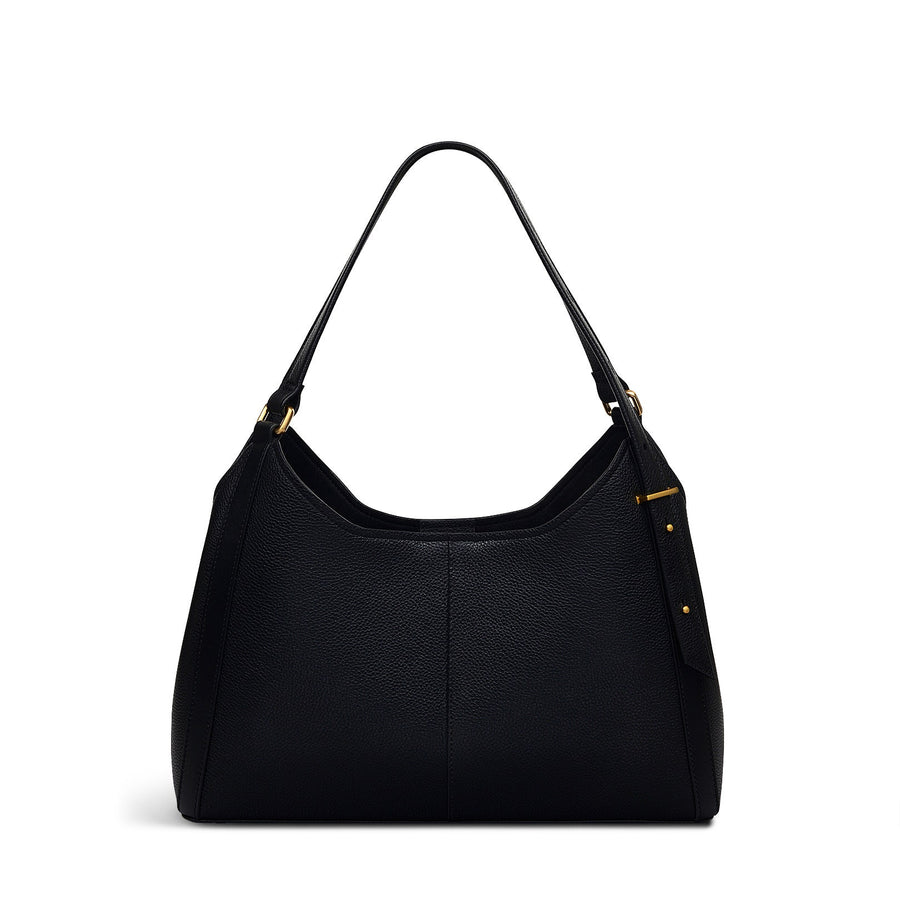 Clarendon Row Fabric Medium Ziptop Satchel Bag in Black - 111602
