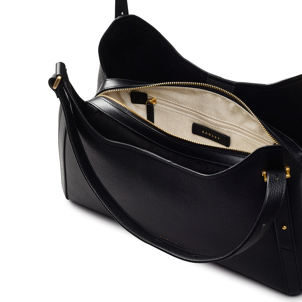Clarendon Row Fabric Medium Ziptop Satchel Bag in Black - 111602