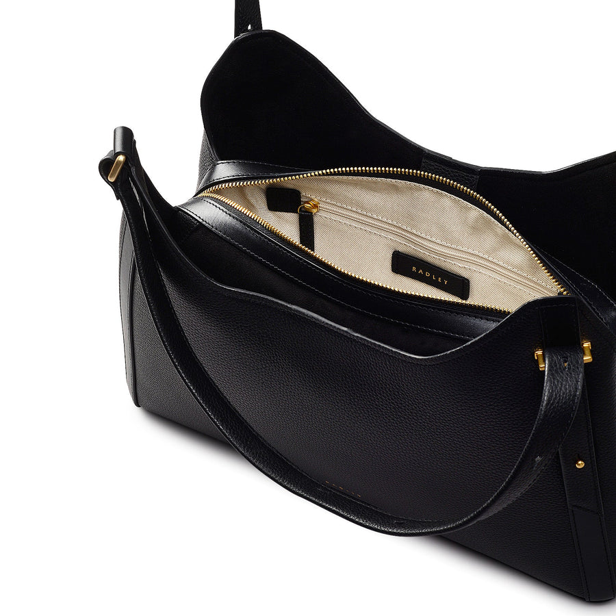Clarendon Row Fabric Medium Ziptop Satchel Bag in Black - 111602