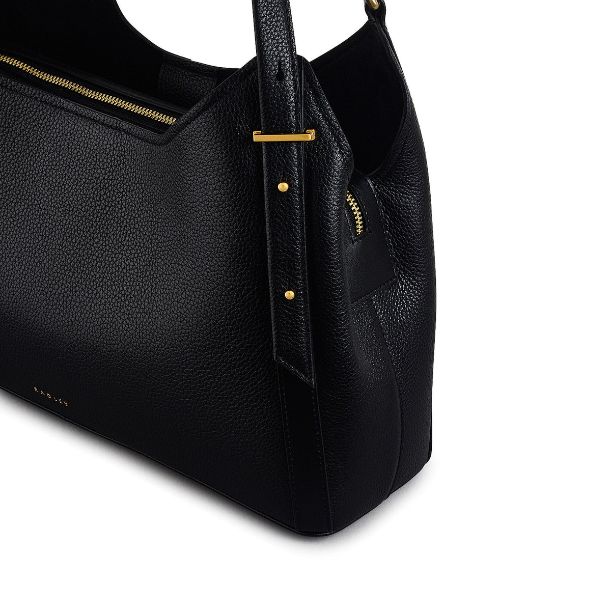 Clarendon Row Fabric Medium Ziptop Satchel Bag in Black - 111602