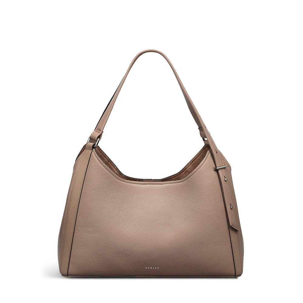 Clarendon Row Fabric Medium Ziptop Satchel Bag in Latte - 111605