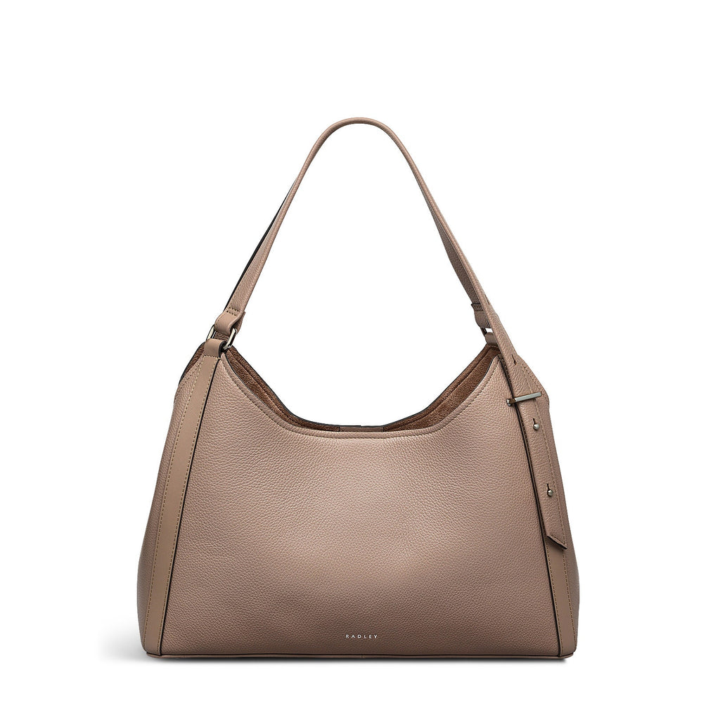 Clarendon Row Fabric Medium Ziptop Satchel Bag in Latte - 111605