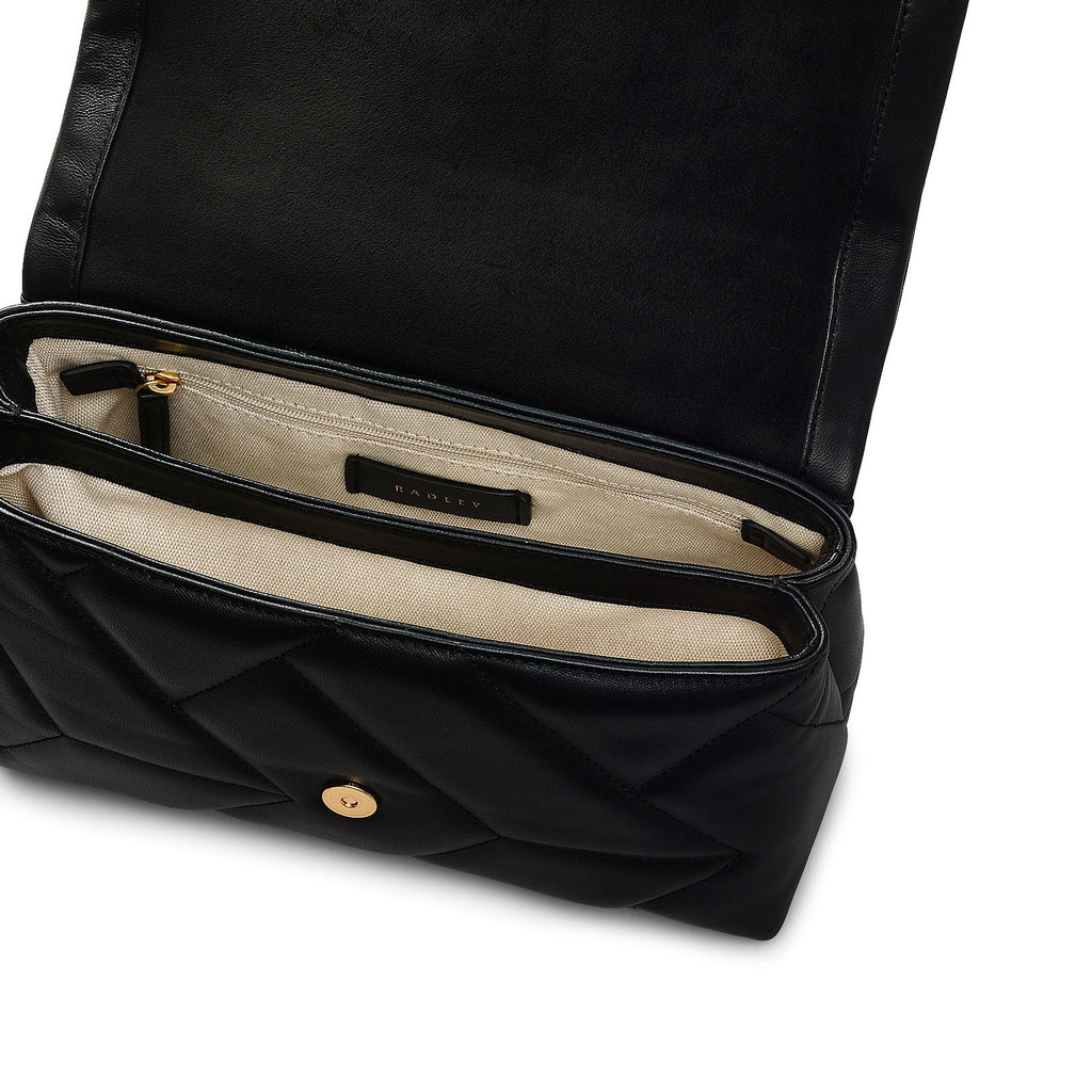 Mill Bay Fabric Medium Flapover Cross Body Bag in Black - 111606