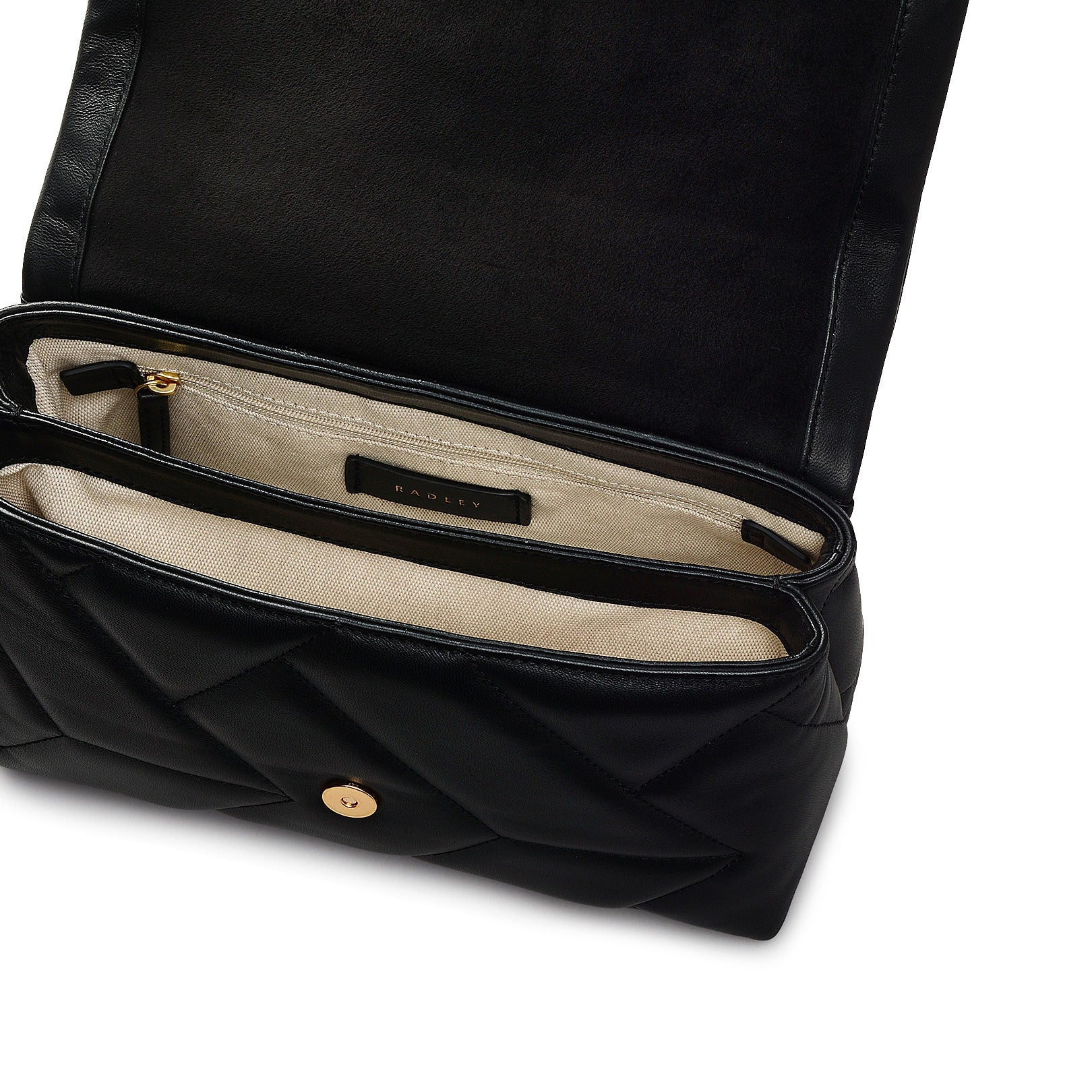 Mill Bay Fabric Medium Flapover Cross Body Bag in Black - 111606