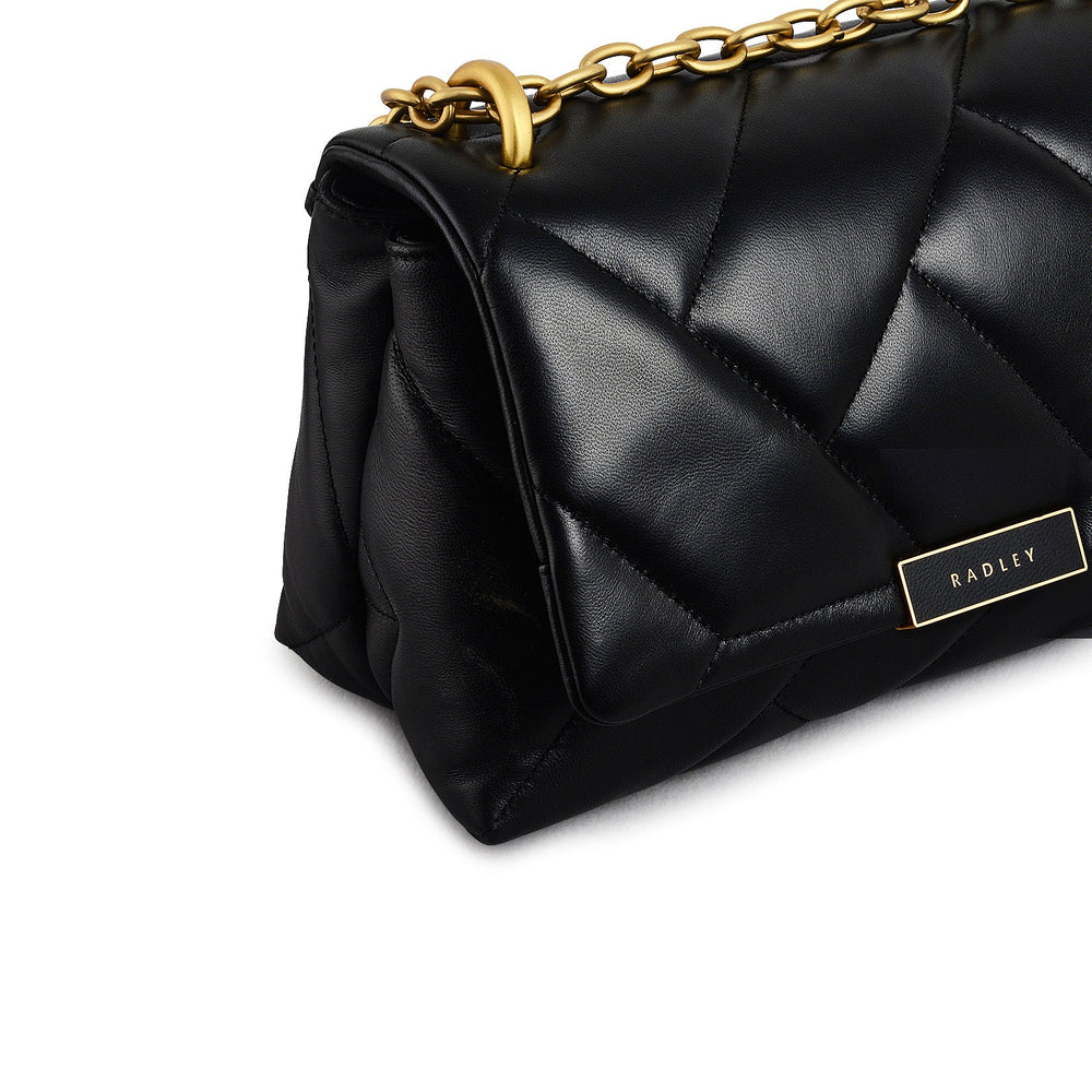 Mill Bay Fabric Medium Flapover Cross Body Bag in Black - 111606