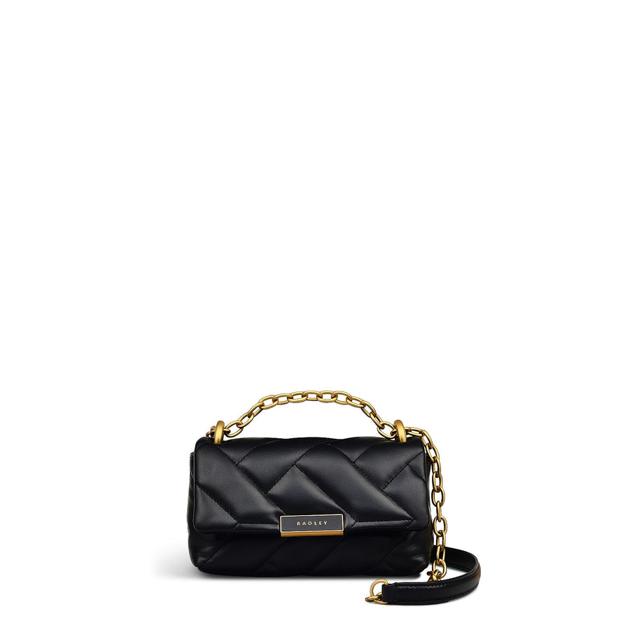 Mill Bay Fabric Small Flapover Cross Body Bag in Black - 111609