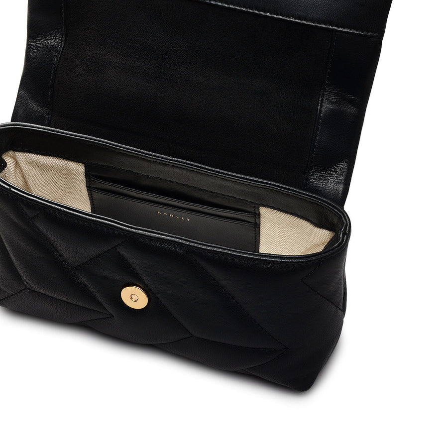 Mill Bay Fabric Small Flapover Cross Body Bag in Black - 111609