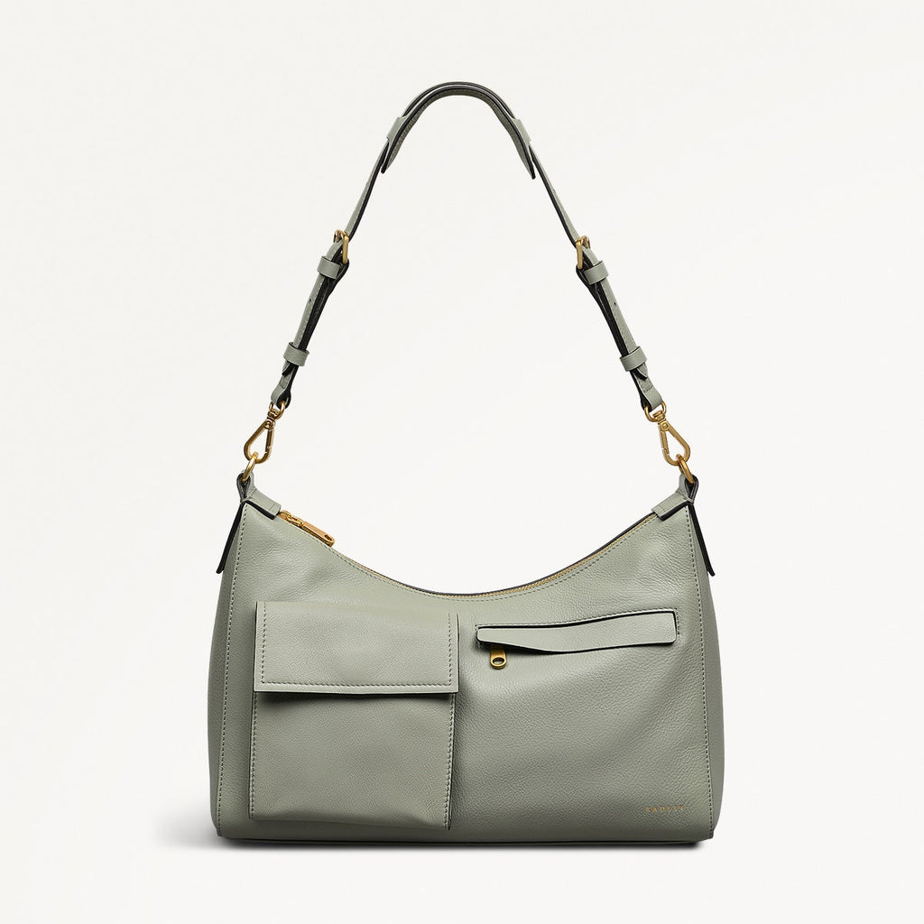 Norbury Close Fabric Medium Ziptop Shoulder Bag in Drizzle - 111615