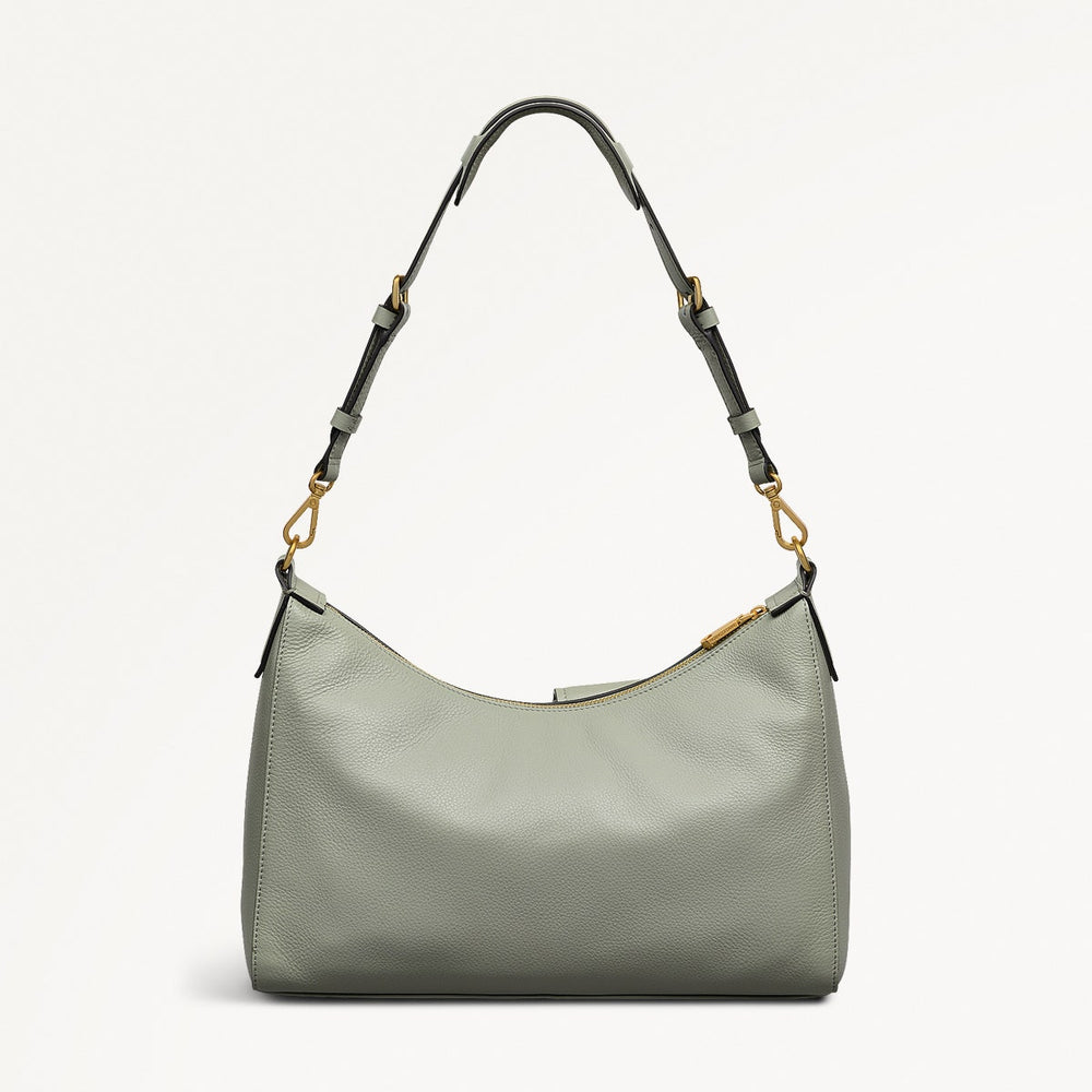 Norbury Close Fabric Medium Ziptop Shoulder Bag in Drizzle - 111615