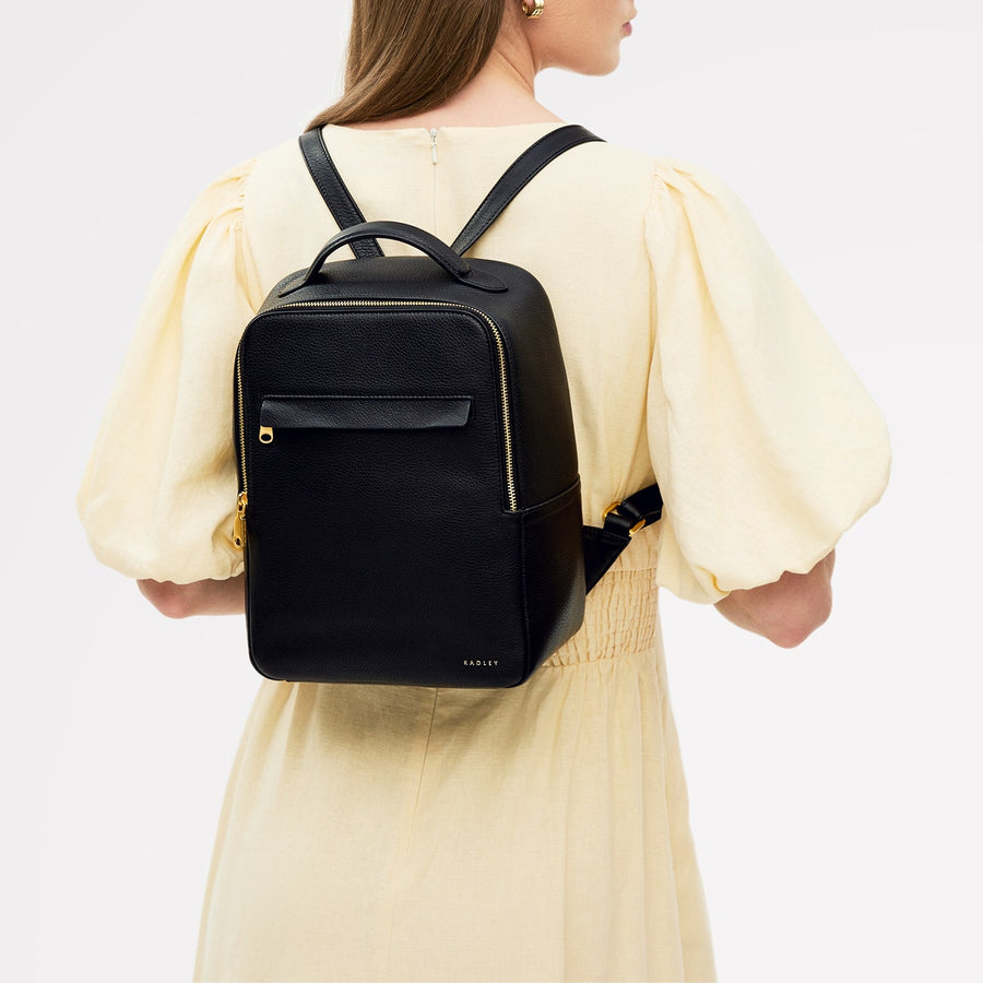 Norbury Close Fabric Small Zip Around Backpack in Black - 111617