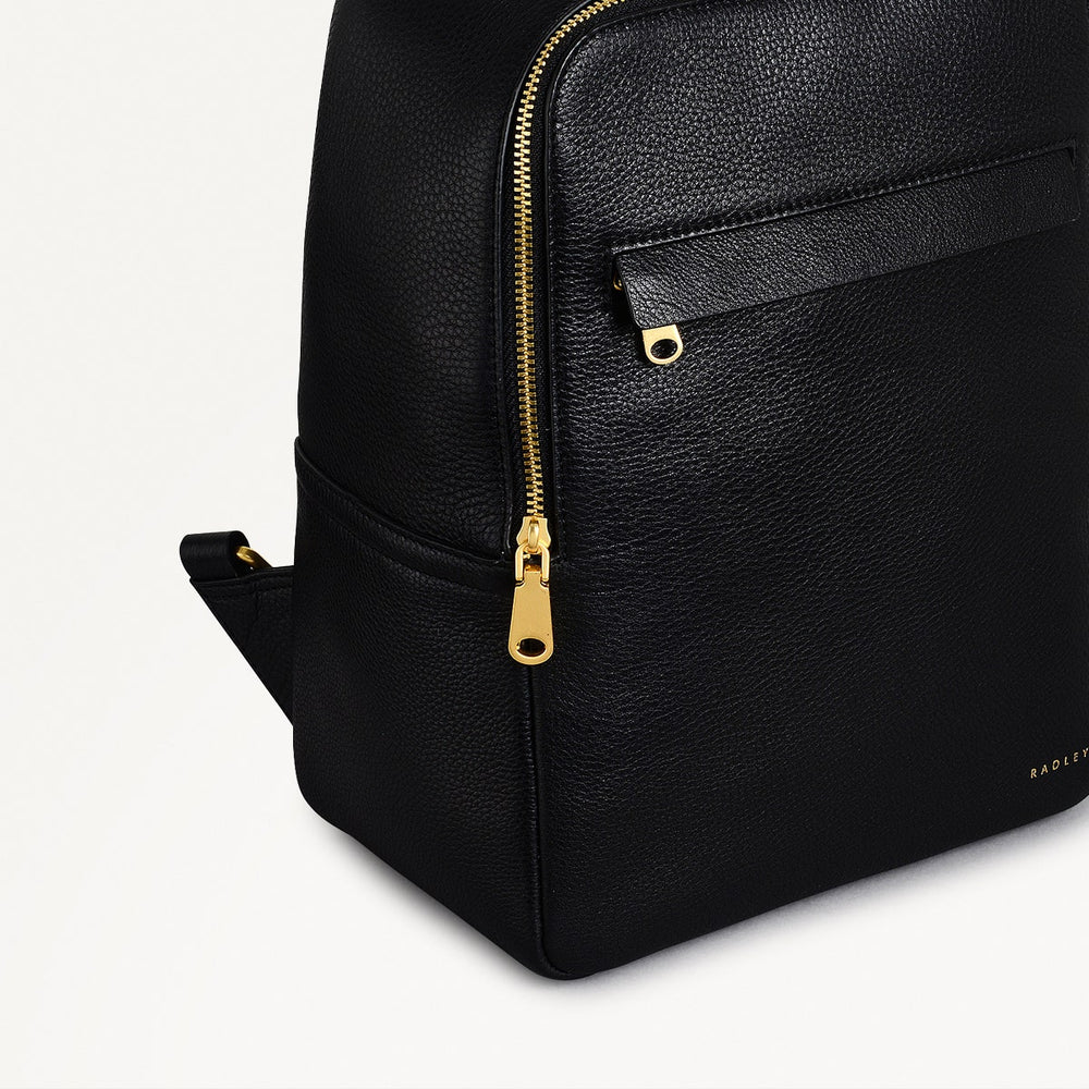 Norbury Close Fabric Small Zip Around Backpack in Black - 111617