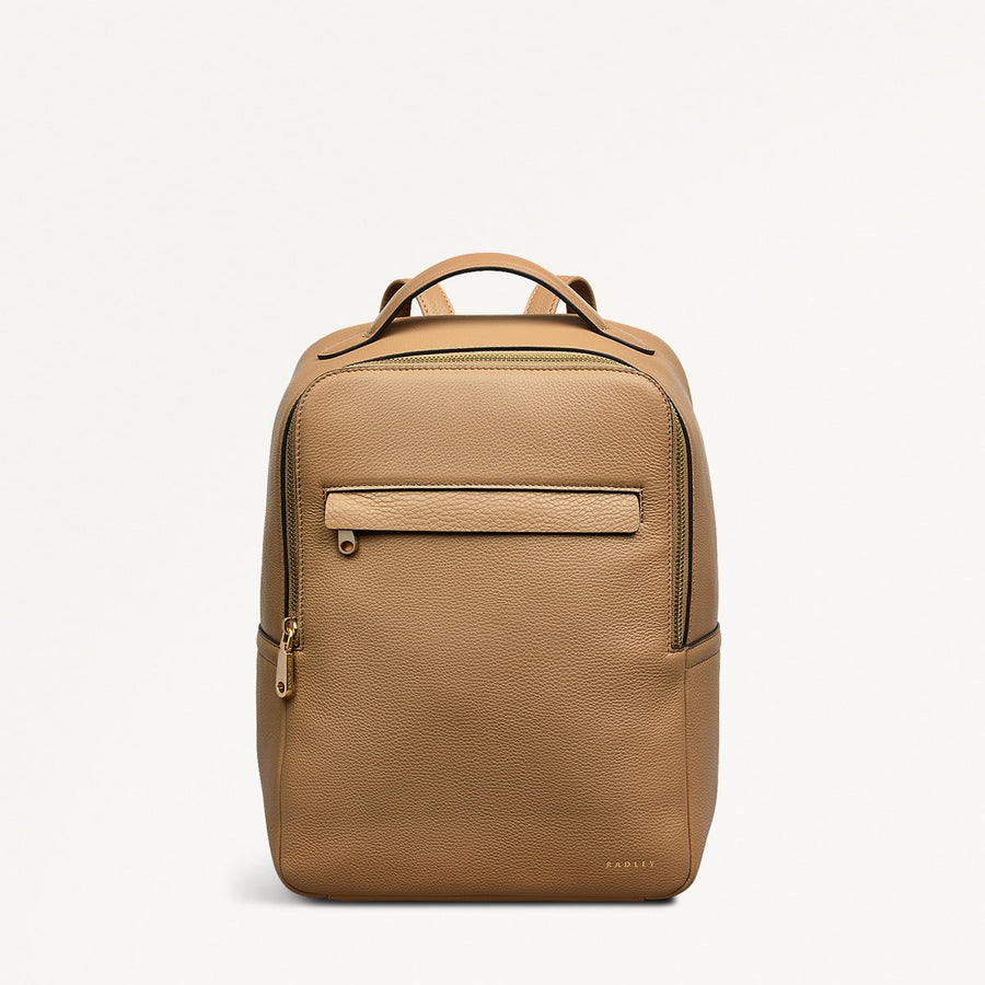 Norbury Close Fabric Small Zip Around Backpack in Biscuit - 111619