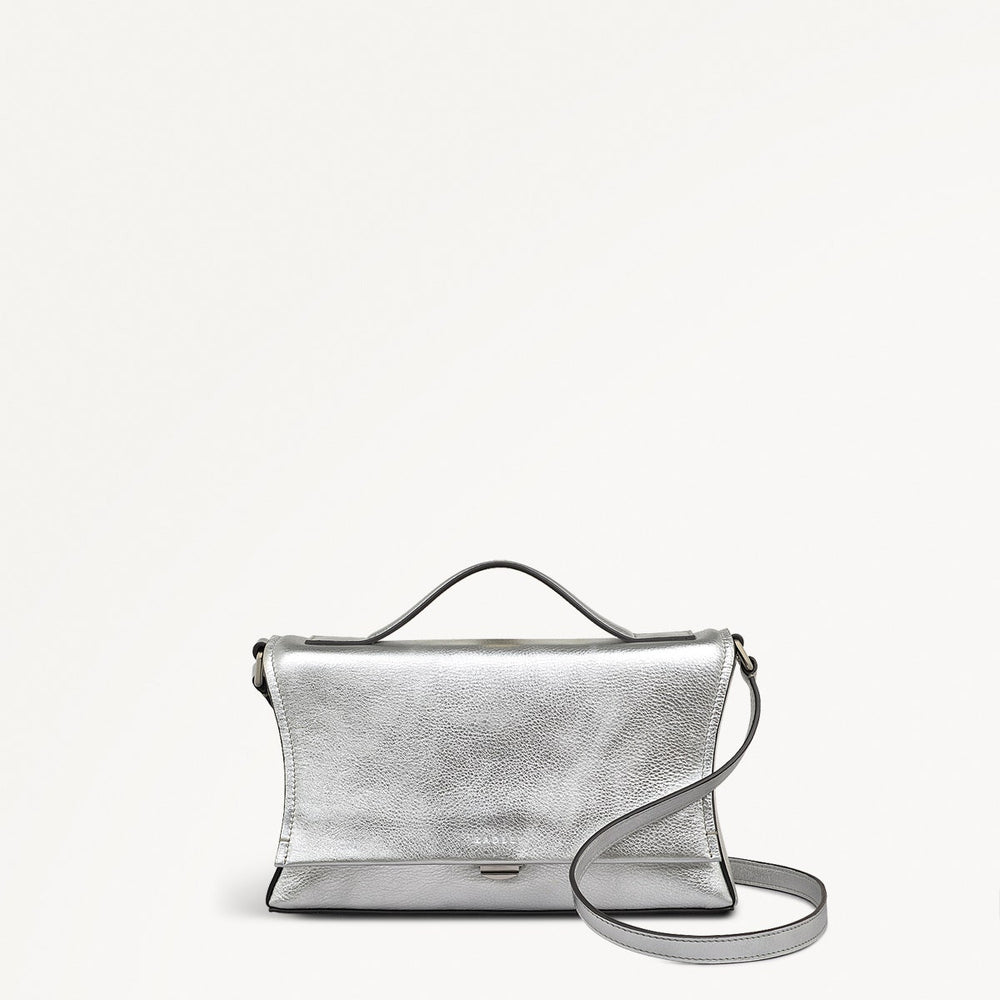 Ellerdine Way Fabric Medium Flapover Cross Body Bag in Silver - 111622