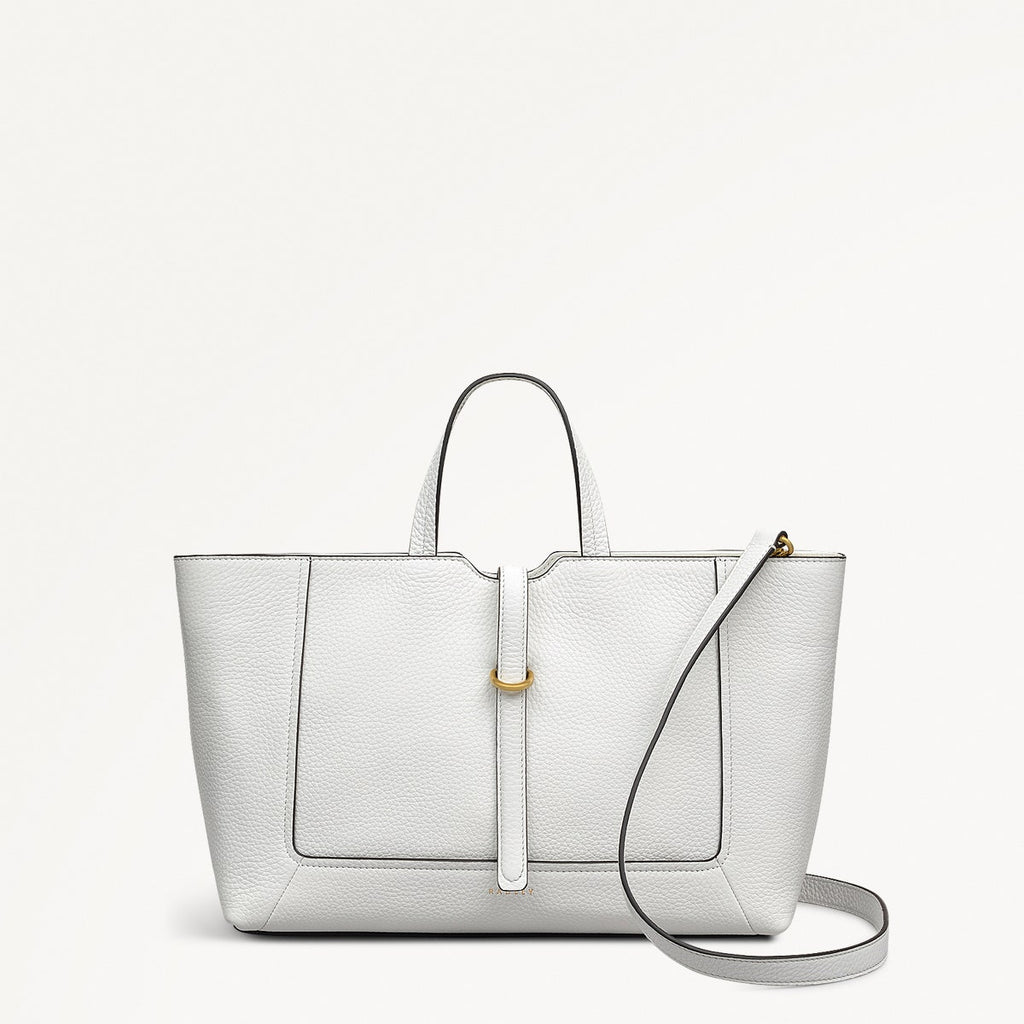 Hazelbury Park Fabric Medium Ziptop Satchel Bag in Bright White - 111628
