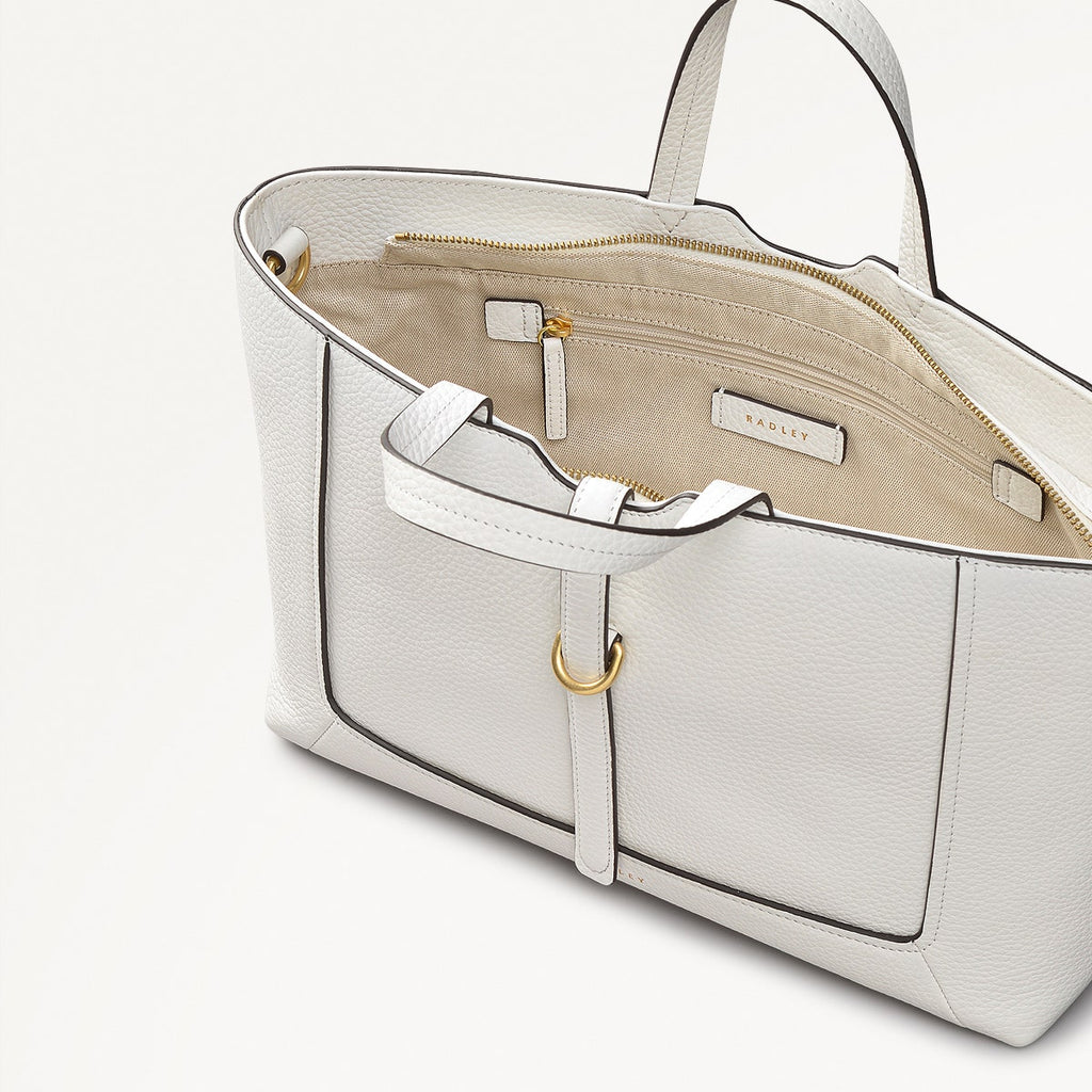 Hazelbury Park Fabric Medium Ziptop Satchel Bag in Bright White - 111628