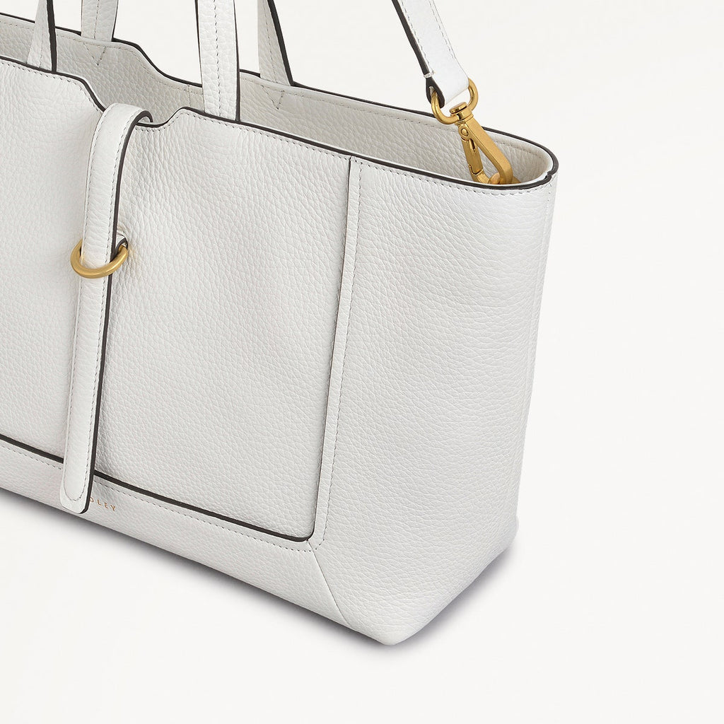 Hazelbury Park Fabric Medium Ziptop Satchel Bag in Bright White - 111628