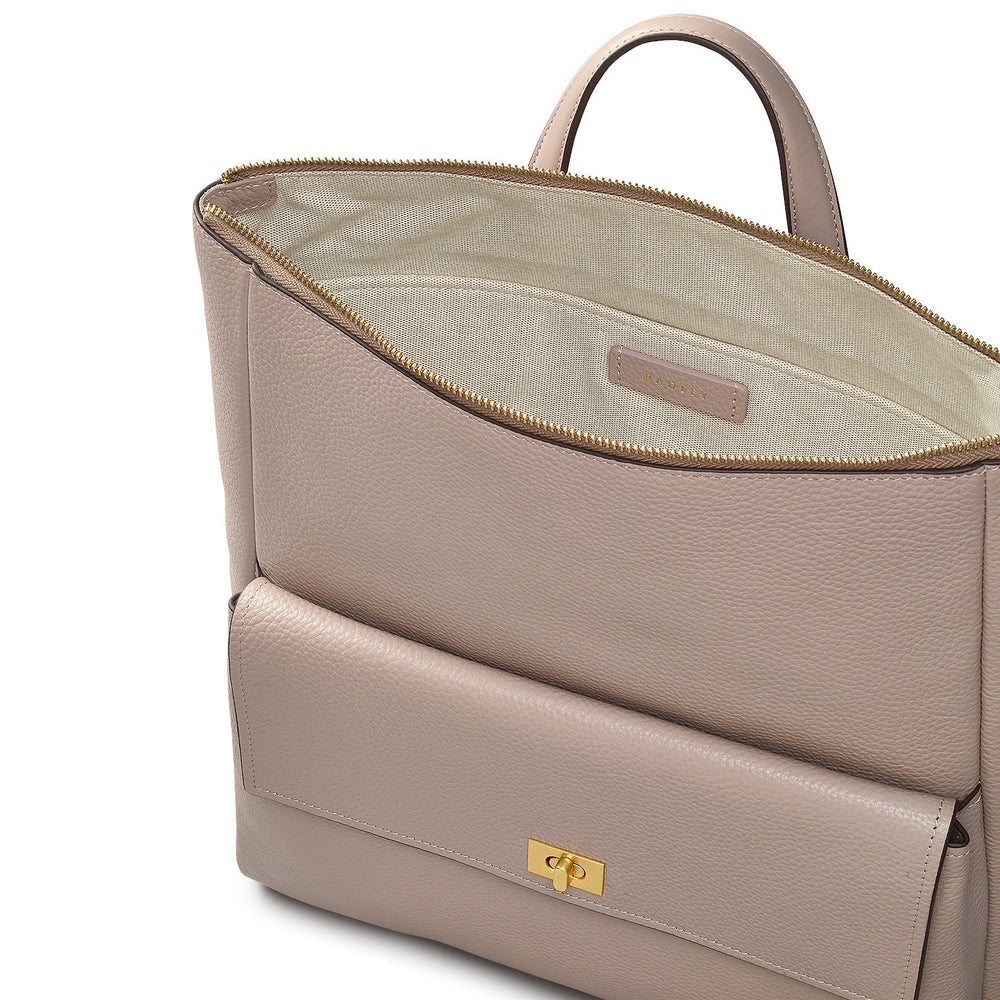 Brook Avenue Fabric Large Ziptop Backpack in Latte - 111703