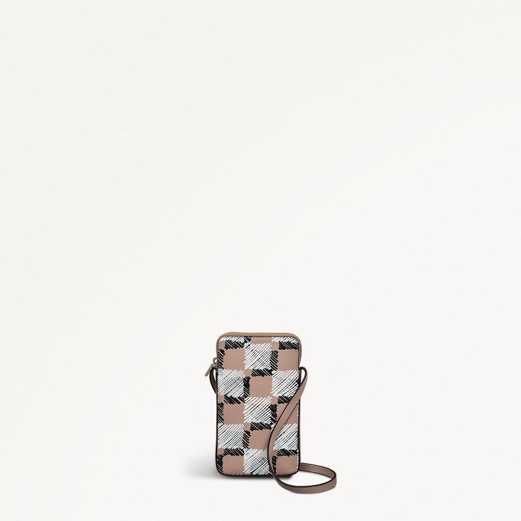 Check Me Out Leather Medium Phone Cross Body Bag in Latte - 111777