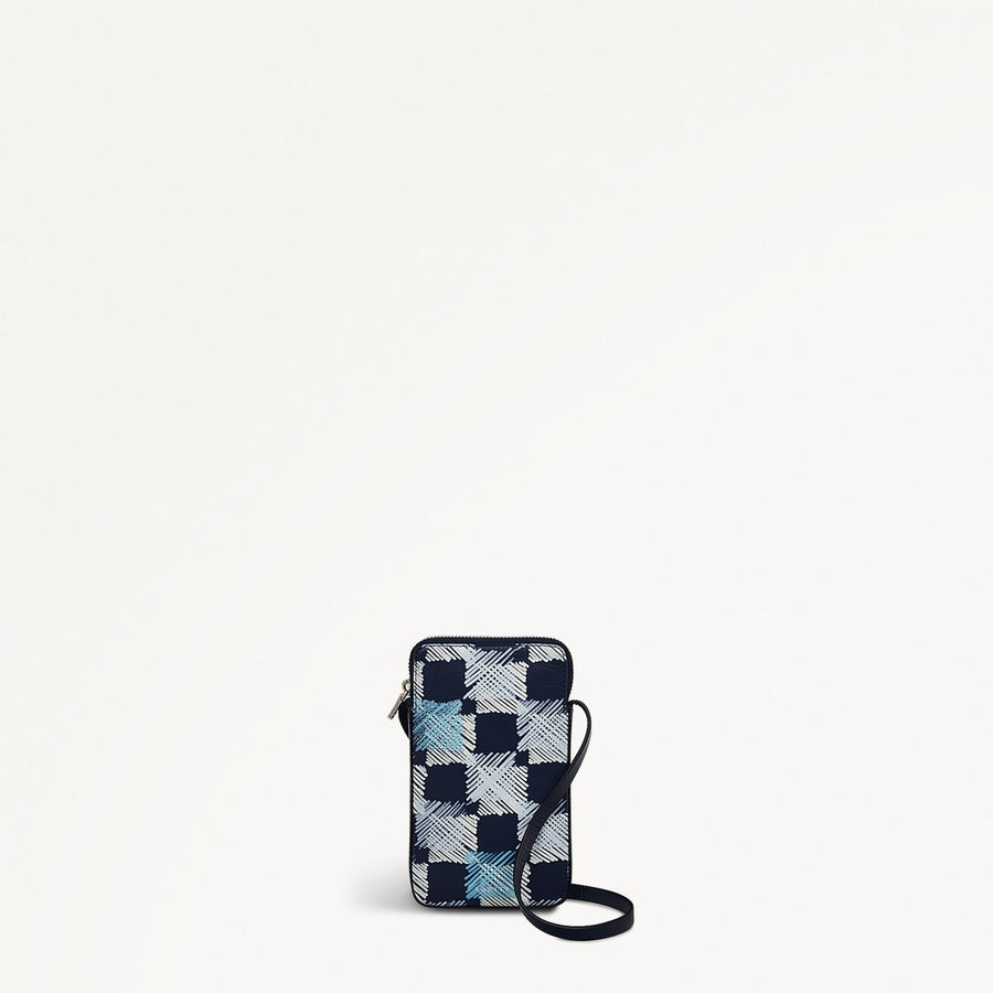 Check Me Out Leather Medium Phone Cross Body Bag in Ink - 111780