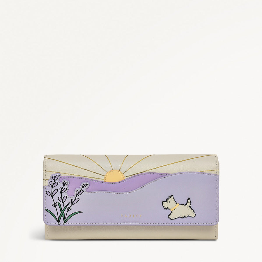 Lavender Fields Leather Large Flapover Wallet in Chalk - 111817