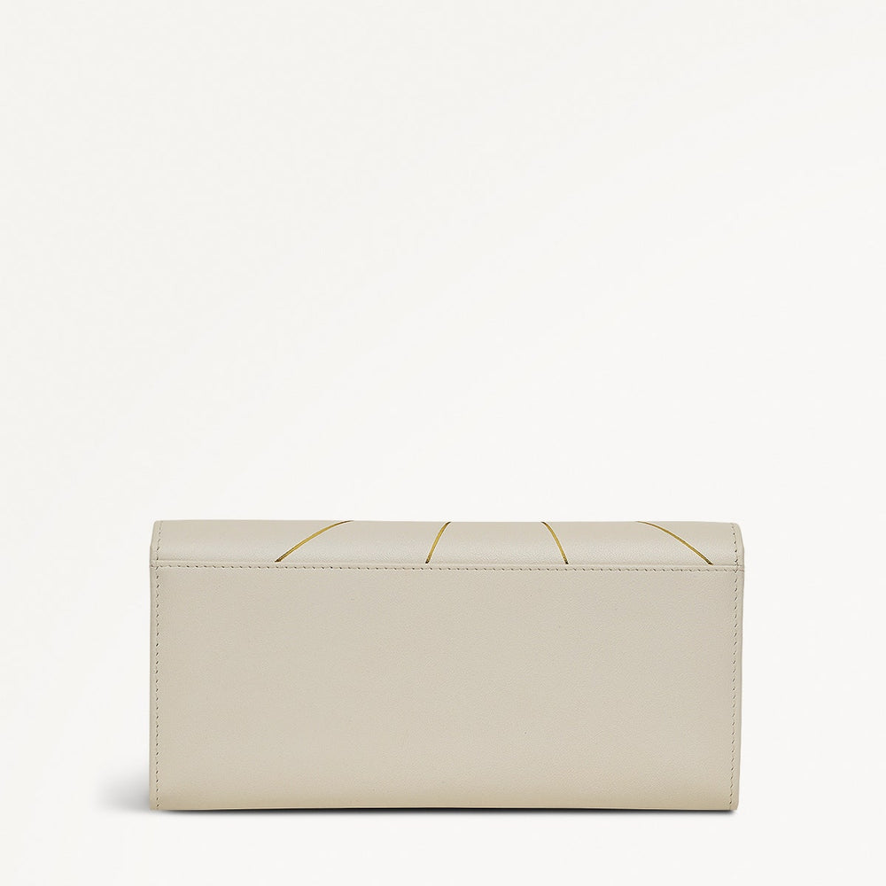 Lavender Fields Leather Large Flapover Wallet in Chalk - 111817