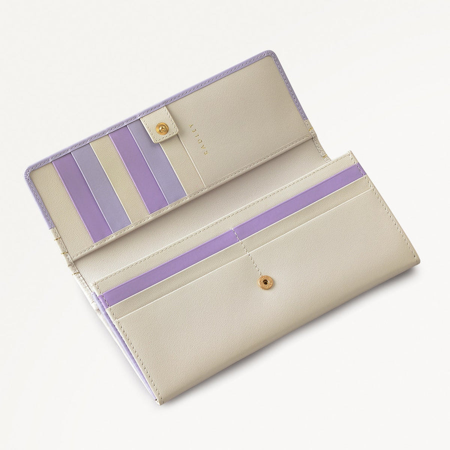 Lavender Fields Leather Large Flapover Wallet in Chalk - 111817