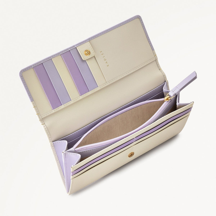 Lavender Fields Leather Large Flapover Wallet in Chalk - 111817