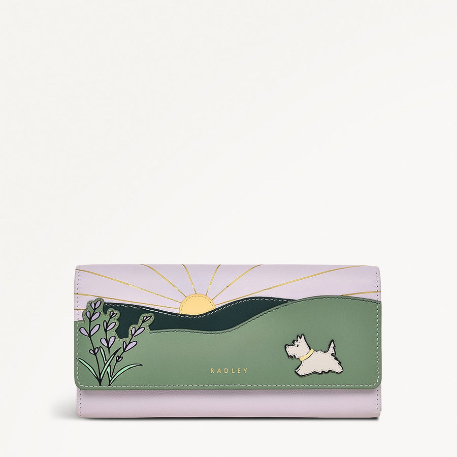 Lavender Fields Leather Large Flapover Wallet in Orchid - 111818