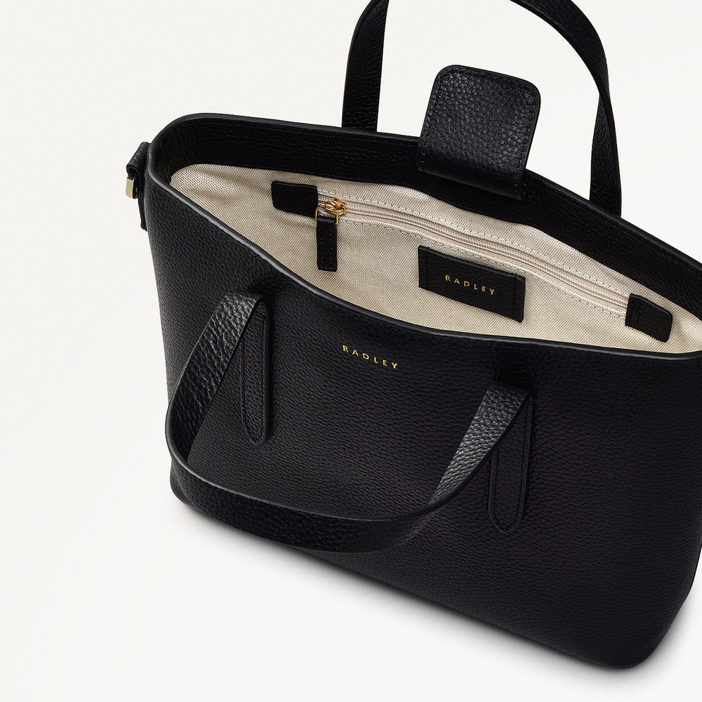 Silk Street Leather Small Open Top Multiway Bag in Black - 111823