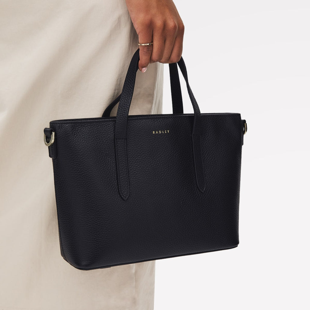 Silk Street Leather Small Open Top Multiway Bag in Black - 111823