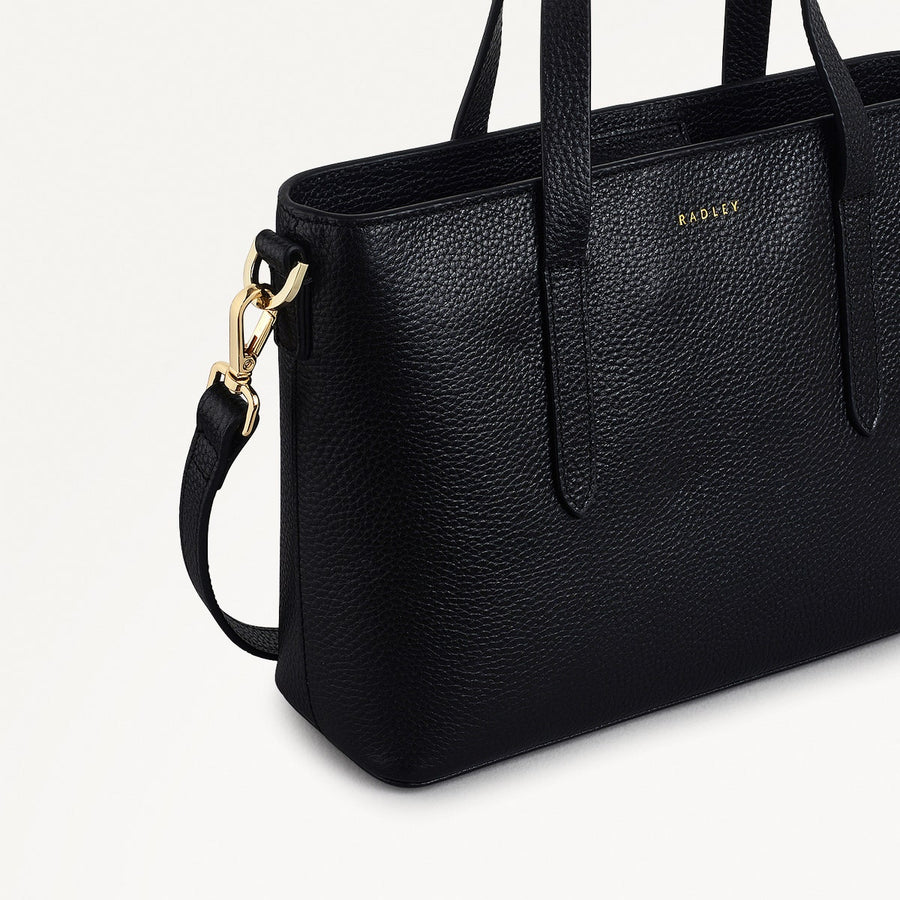 Silk Street Leather Small Open Top Multiway Bag in Black - 111823