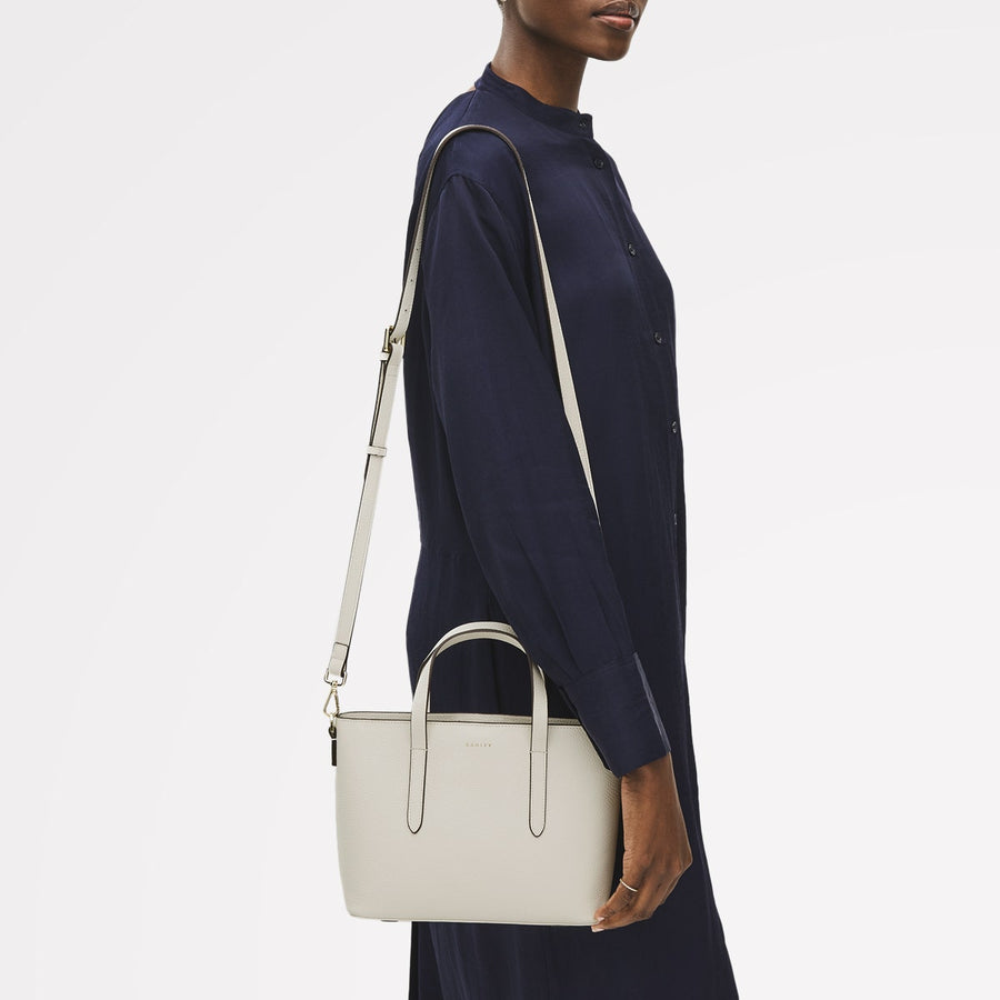 Silk Street Leather Small Open Top Multiway Bag in Chalk - 111824